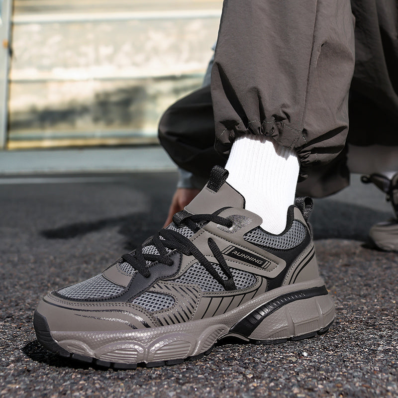 Grey Wide-Forefoot Mesh Chunky Sneakers 9826